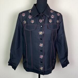 Vintage Bob Mackie Wearable Art daisy silk blouse/shacket